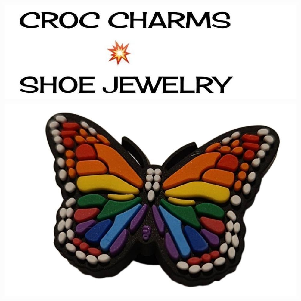 6/$20 Shoe Charm * Rainbow Butterfly 🦋 Nature * Band Rubber Clog Shoe Jewelry